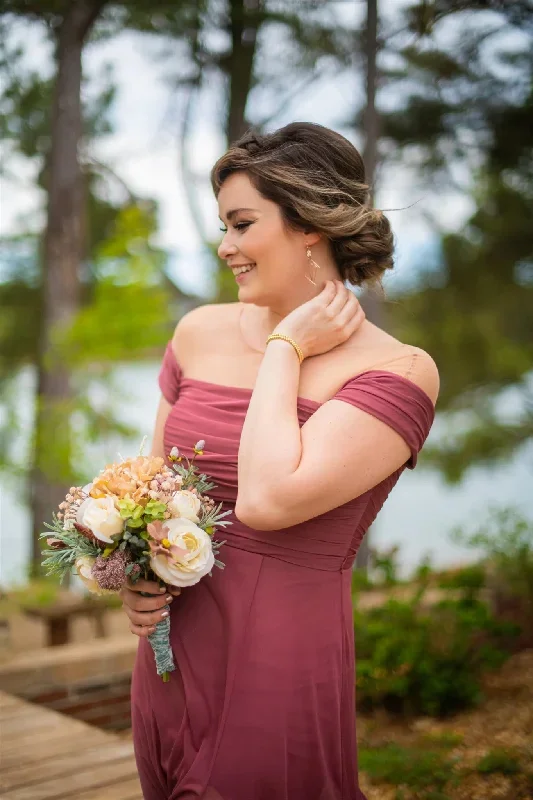 chiffon-off-the-shoulder-dusty-rose-pleated-bridesmaid-dress