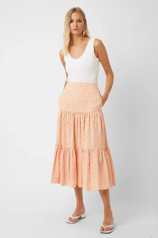 Classic Gingham Tie Midi Skirt