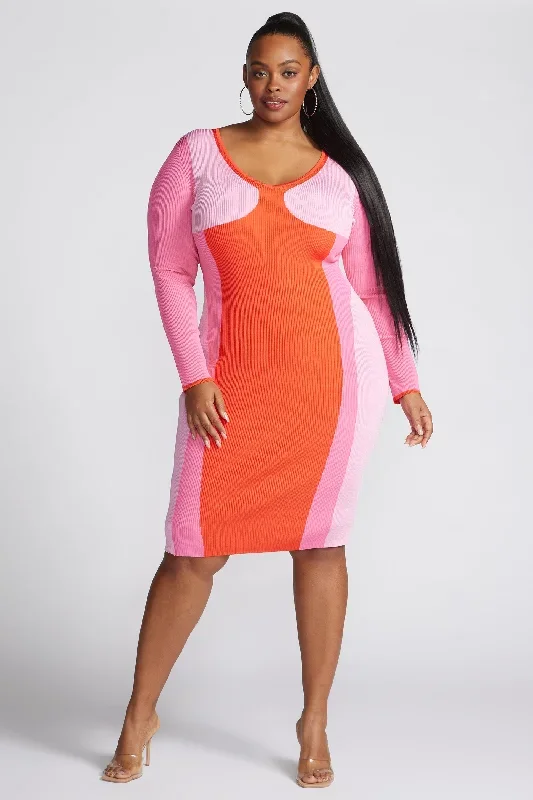 Colorblocked Ribbed Sweaterdress