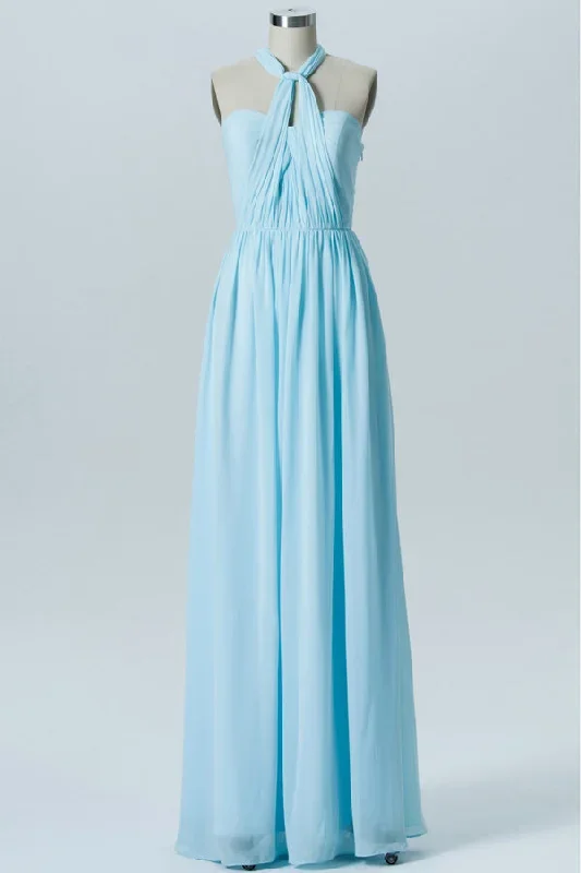 Convertible Light Blue Sweetheart Bridesmaid Dress