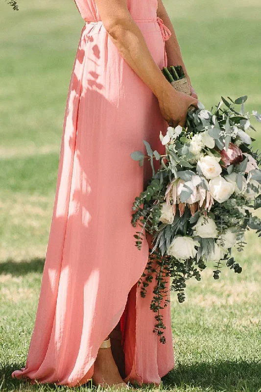 coral-chiffon-front-split-long-bridesmaid-dress