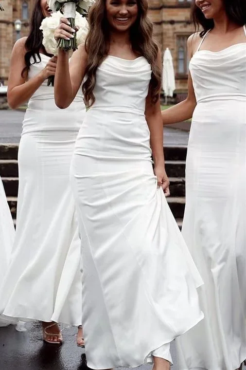 cowl-neck-mermaid-white-chiffon-bridesmaid-dress