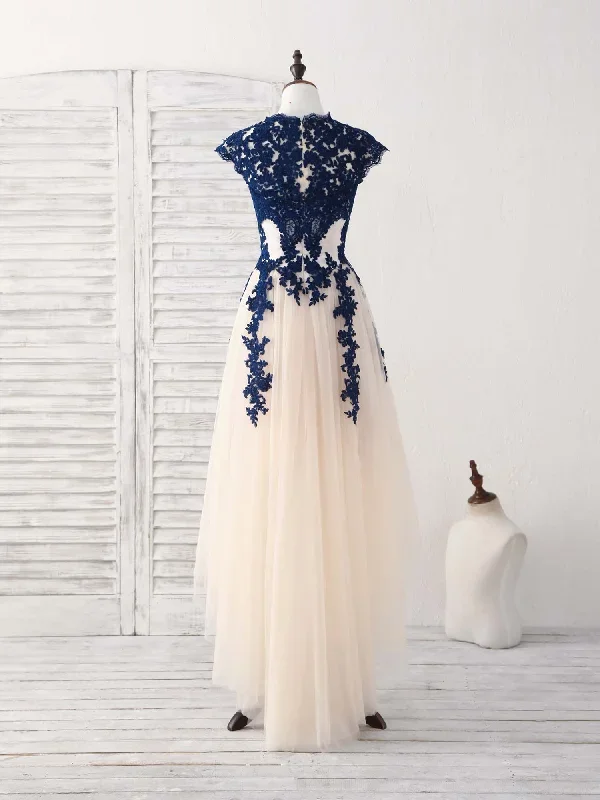 dark-blue-lace-tulle-high-low-prom-dress-blue-bridesmaid-dress