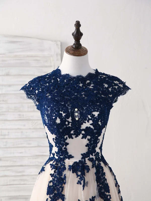 dark-blue-lace-tulle-high-low-prom-dress-blue-bridesmaid-dress