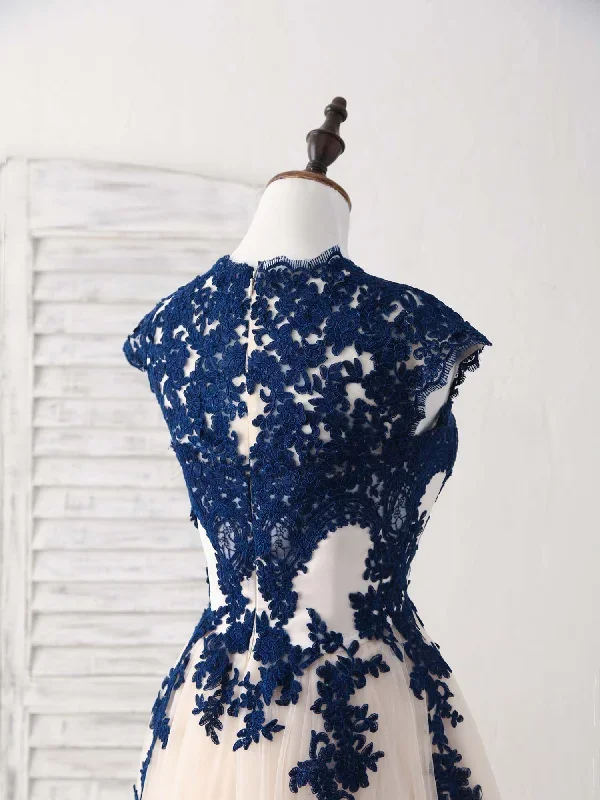 dark-blue-lace-tulle-high-low-prom-dress-blue-bridesmaid-dress