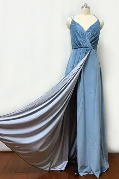 double-strap-dusty-blue-velvet-long-bridesmaid-dress