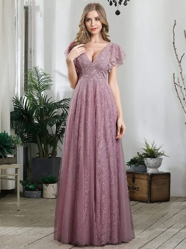 double-v-neck-lace-evening-dresses-with-ruffle-sleeves-ep00857