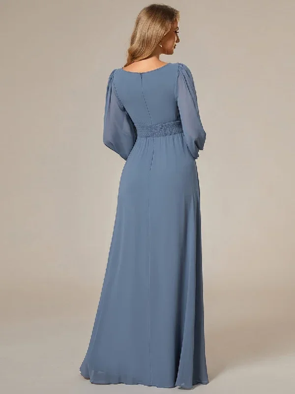 dusty-blue-and-navy-bridesmaid-gowns