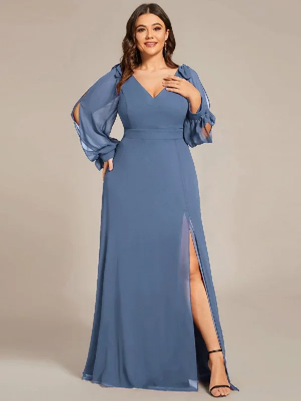 dusty-blue-and-navy-bridesmaid-gowns