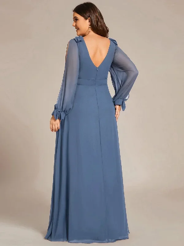 dusty-blue-and-navy-bridesmaid-gowns