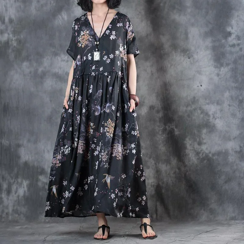 elegant-black-linen-dress-oversized-floral-linen-clothing-dresses-vintage-v-neck-caftans