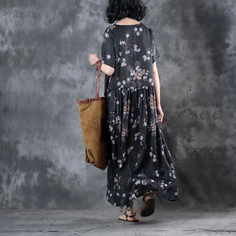 elegant-black-linen-dress-oversized-floral-linen-clothing-dresses-vintage-v-neck-caftans