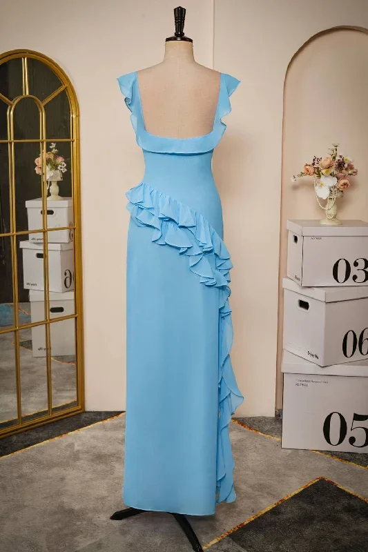 elegant-blue-ruffle-slit-chiffon-long-bridesmaid-dress