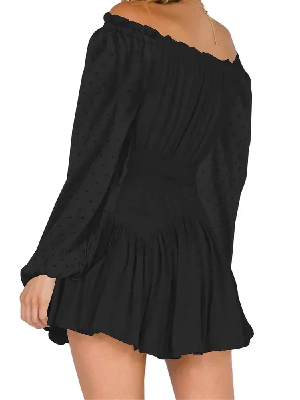 elegant-lace-off-shoulder-solid-high-waist-long-sleeve-mini-dress