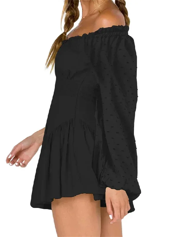 elegant-lace-off-shoulder-solid-high-waist-long-sleeve-mini-dress