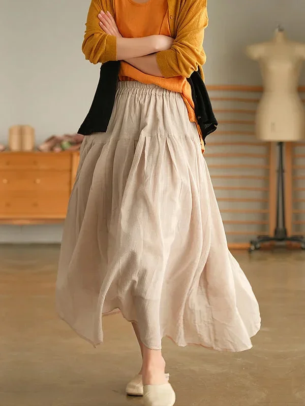 elegant-ramie-cotton-solid-color-loose-skirt