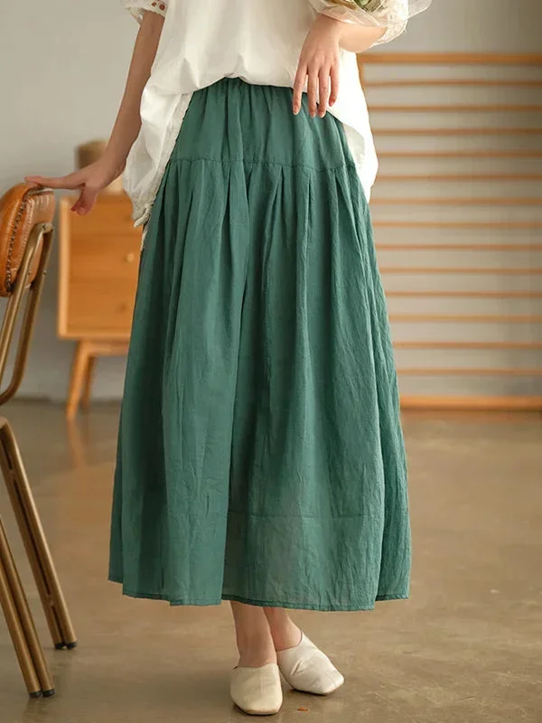 elegant-ramie-cotton-solid-color-loose-skirt