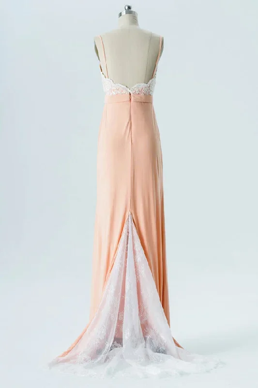 elgane-lace-top-peach-bridesmaid-dress-with-sweep-train