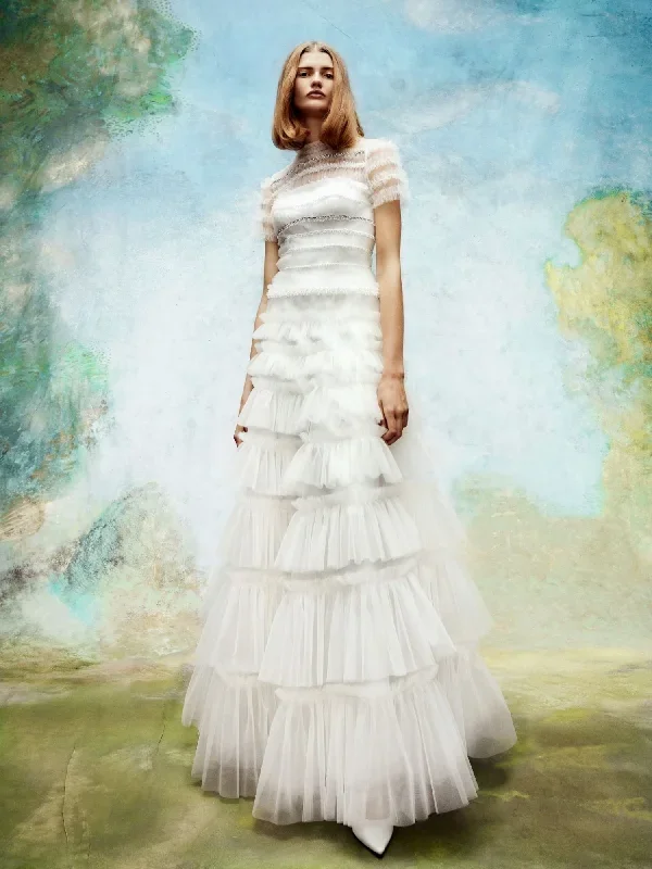 VRM190 - EMBELLLISHED TULLE RUFFLE GOWN