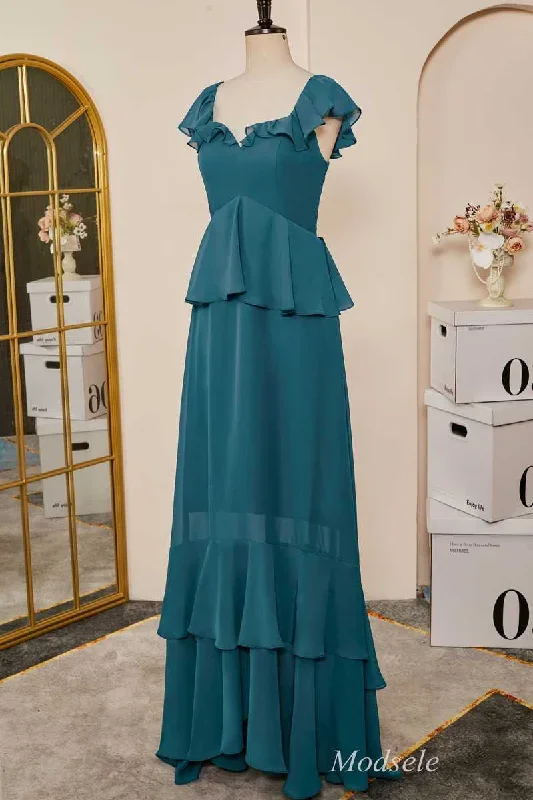 emerald-flutter-sleeve-multi-layer-ruffle-long-dress