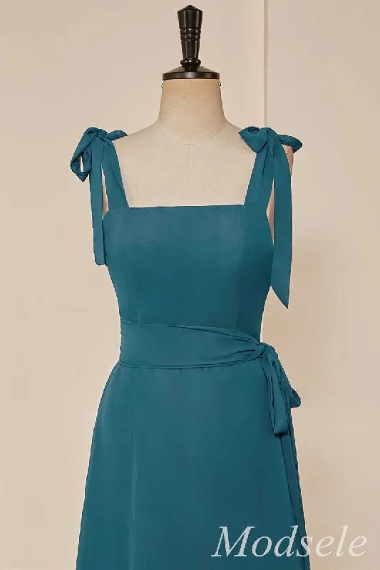 emerald-tie-strap-ruffle-long-bridesmaid-dress