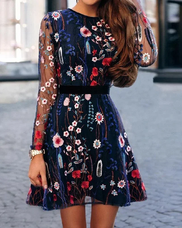 floral-embroidery-mesh-sleeve-mini-dress