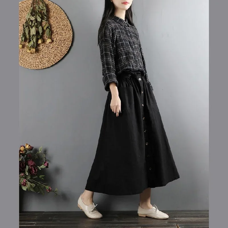 french-elastic-waist-cotton-tie-waist-skirts-inspiration-black-loose-skirts