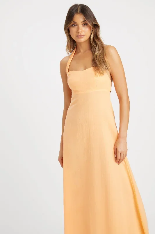 georgette-halter-dress-sorbet-orange