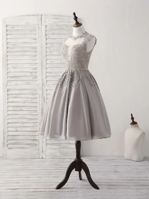 gray-high-neck-lace-chiffon-short-prom-dress-gray-bridesmaid-dress