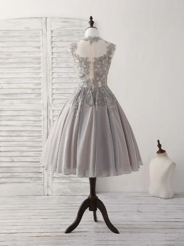 gray-high-neck-lace-chiffon-short-prom-dress-gray-bridesmaid-dress