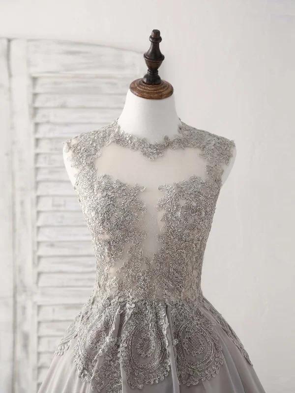 gray-high-neck-lace-chiffon-short-prom-dress-gray-bridesmaid-dress