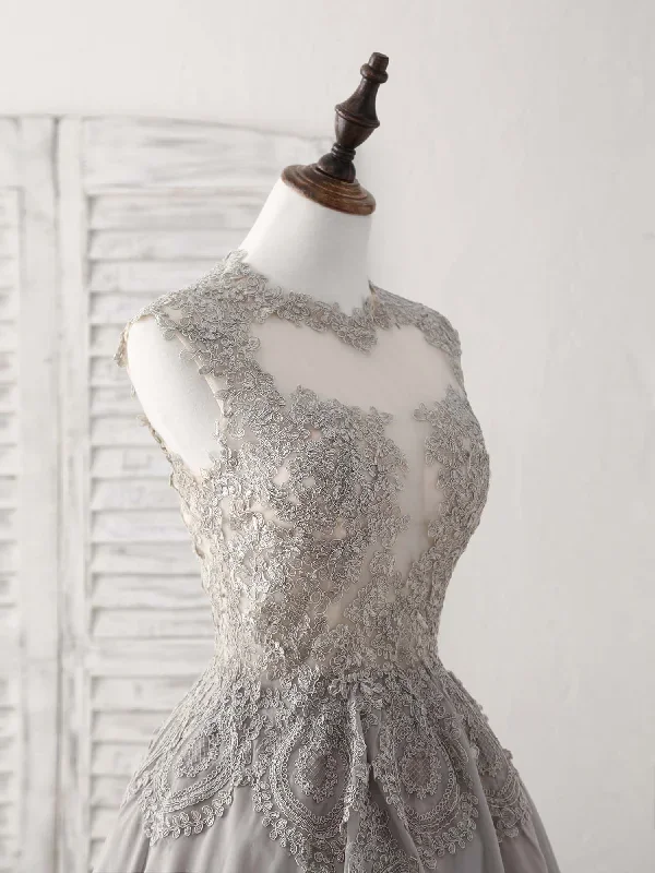 gray-high-neck-lace-chiffon-short-prom-dress-gray-bridesmaid-dress