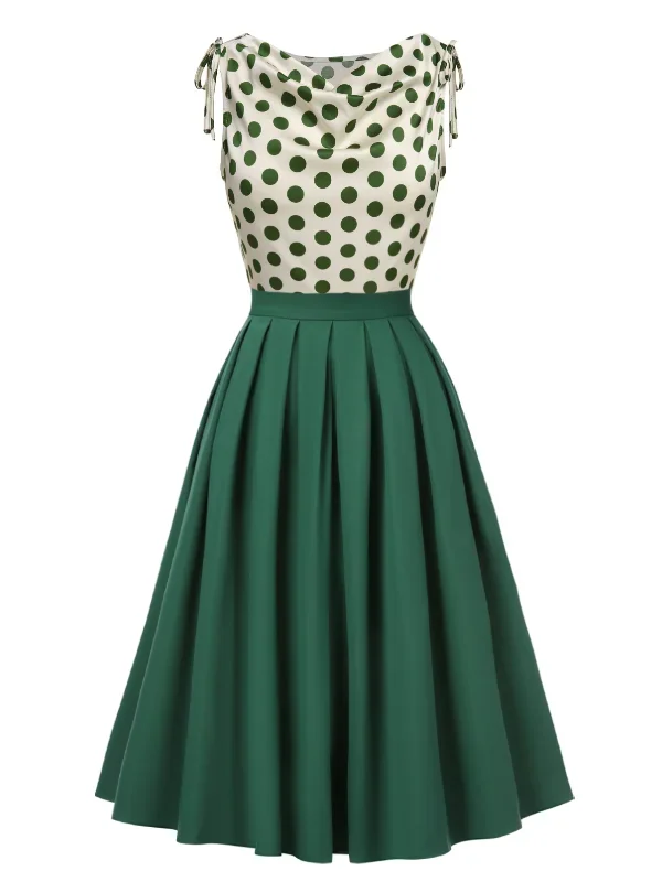 green-1950s-solid-pleated-skirts