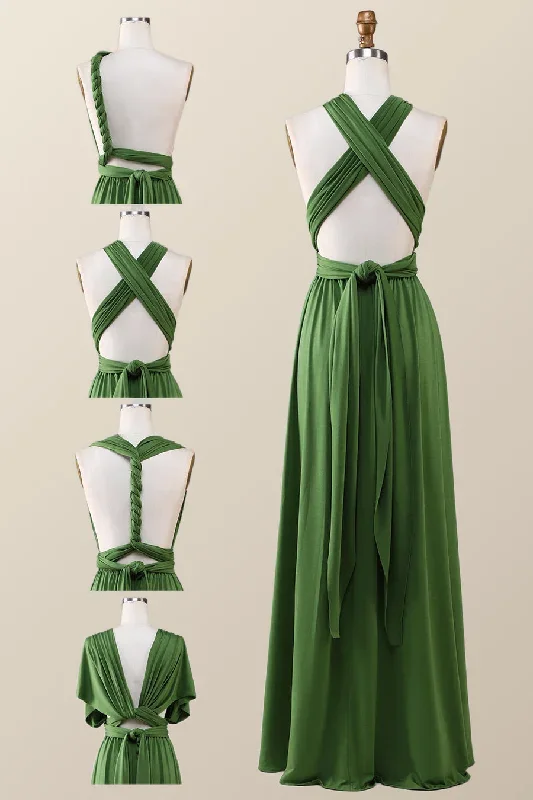 green-a-line-pleated-long-convertible-bridesmaid-dress