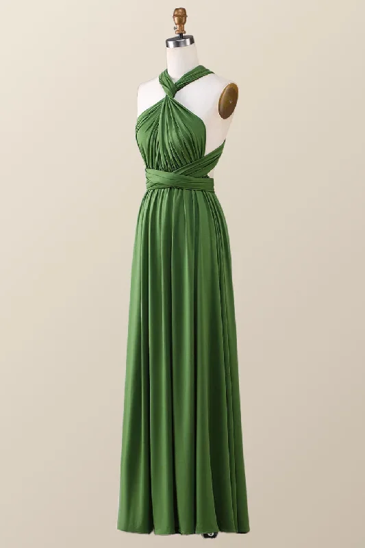 green-a-line-pleated-long-convertible-bridesmaid-dress