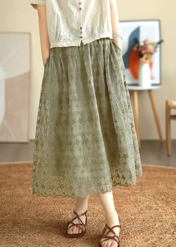 green-elastic-waist-lace-patchwork-tulle-a-line-skirt