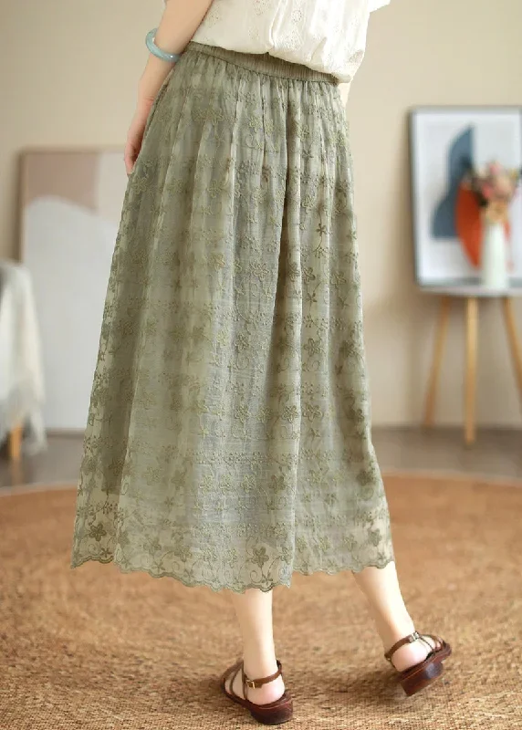 green-elastic-waist-lace-patchwork-tulle-a-line-skirt