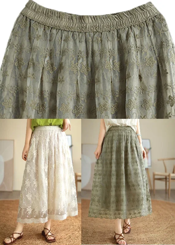 green-elastic-waist-lace-patchwork-tulle-a-line-skirt