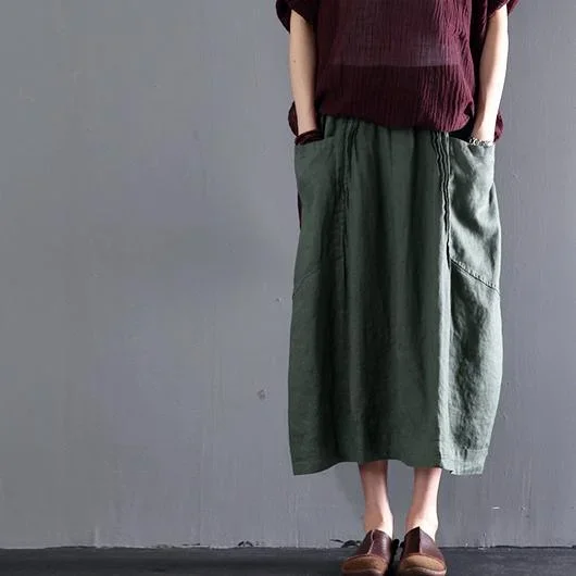 green-women-linen-skirts-plus-size-linen-clothing-summer