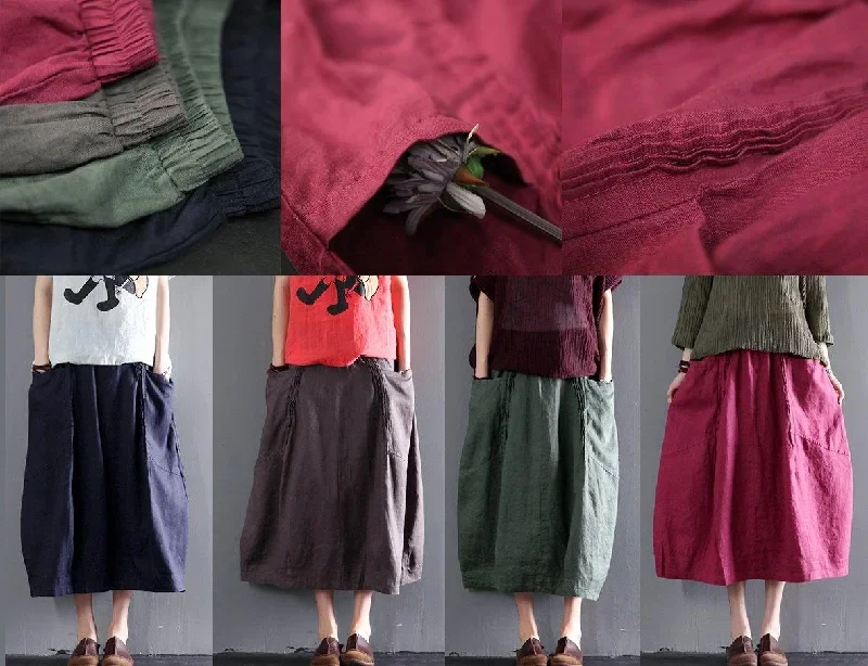 green-women-linen-skirts-plus-size-linen-clothing-summer