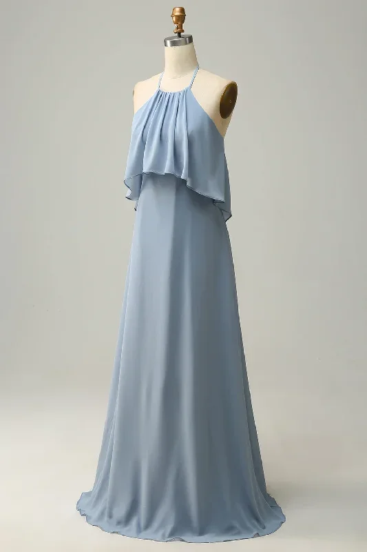 halter-dusty-blue-bohemian-chiffon-bridesmaid-dress