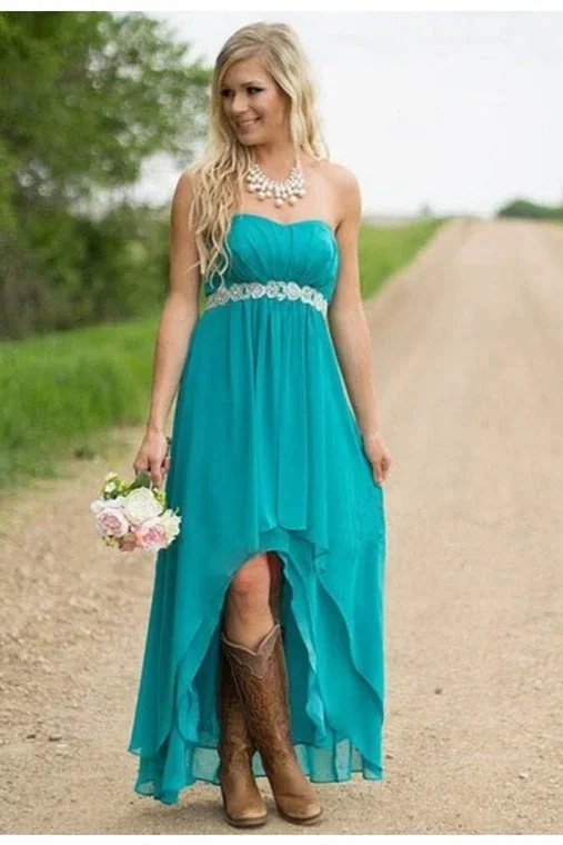 high-low-strapless-turquoise-chiffon-bridesmaid-dress-with-belt