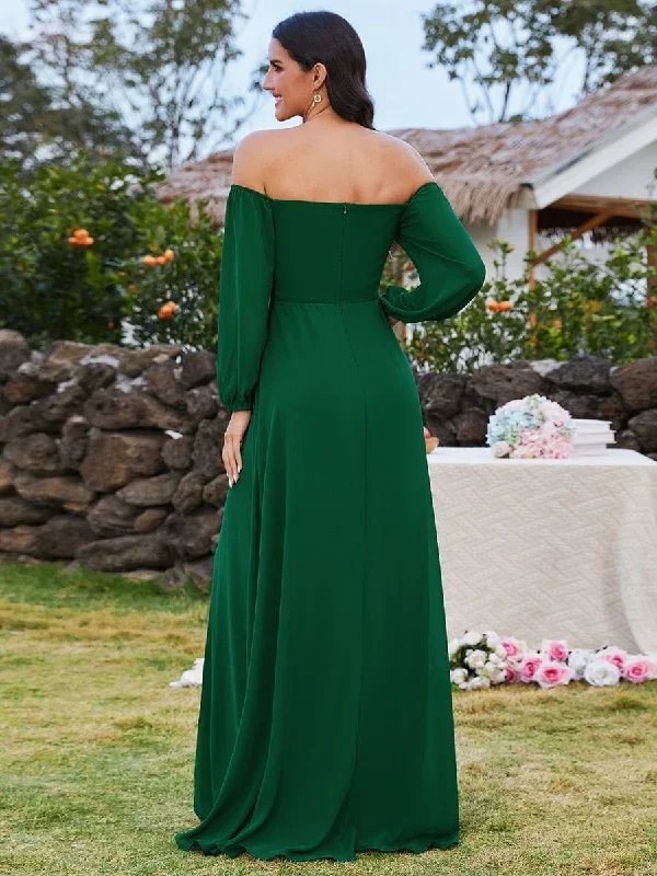 high-slit-waist-pleated-off-shoulder-chiffon-bridesmaid-dress-with-long-sleeves-ess0002