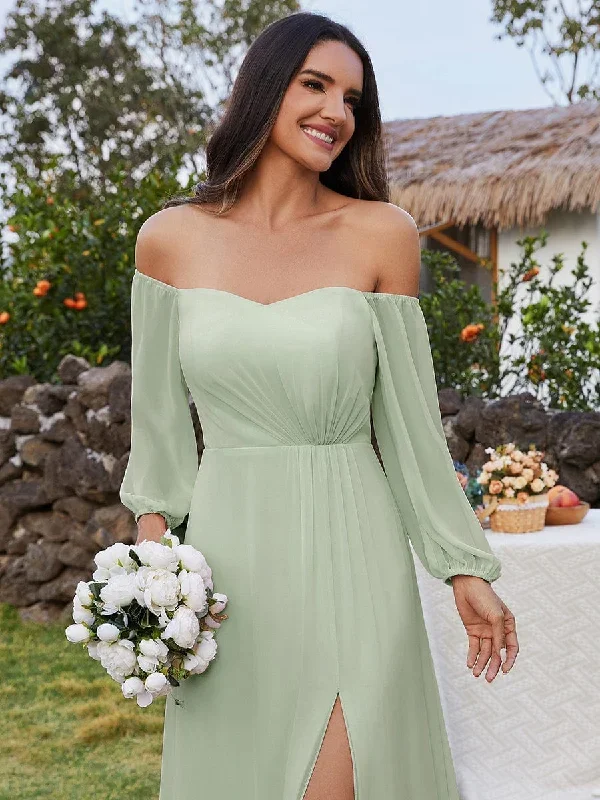 high-slit-waist-pleated-off-shoulder-chiffon-bridesmaid-dress-with-long-sleeves-ess0002