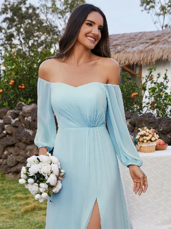 high-slit-waist-pleated-off-shoulder-chiffon-bridesmaid-dress-with-long-sleeves-ess0002