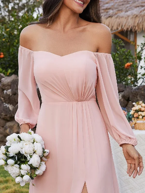 high-slit-waist-pleated-off-shoulder-chiffon-bridesmaid-dress-with-long-sleeves-ess0002