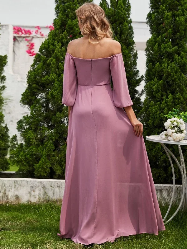 high-slit-waist-pleated-off-shoulder-chiffon-bridesmaid-dress-with-long-sleeves-ess0002