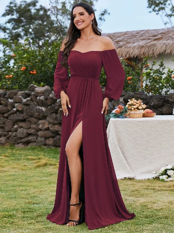 high-slit-waist-pleated-off-shoulder-chiffon-bridesmaid-dress-with-long-sleeves-ess0002