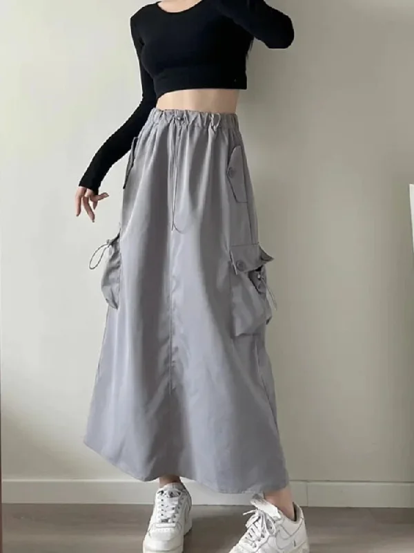 high-waist-black-cargo-a-line-midi-skirt