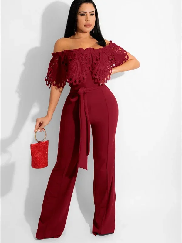 FashionSierra - Solid Mesh Sheer Sleeveless Backless Wide Leg Long Romper